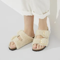 Discount Birkenstock Arizona Big Buckle Teddy Eggshell