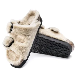 Store Birkenstock Arizona Big Buckle En Fourrure D'Agneau Teddy Eggshell