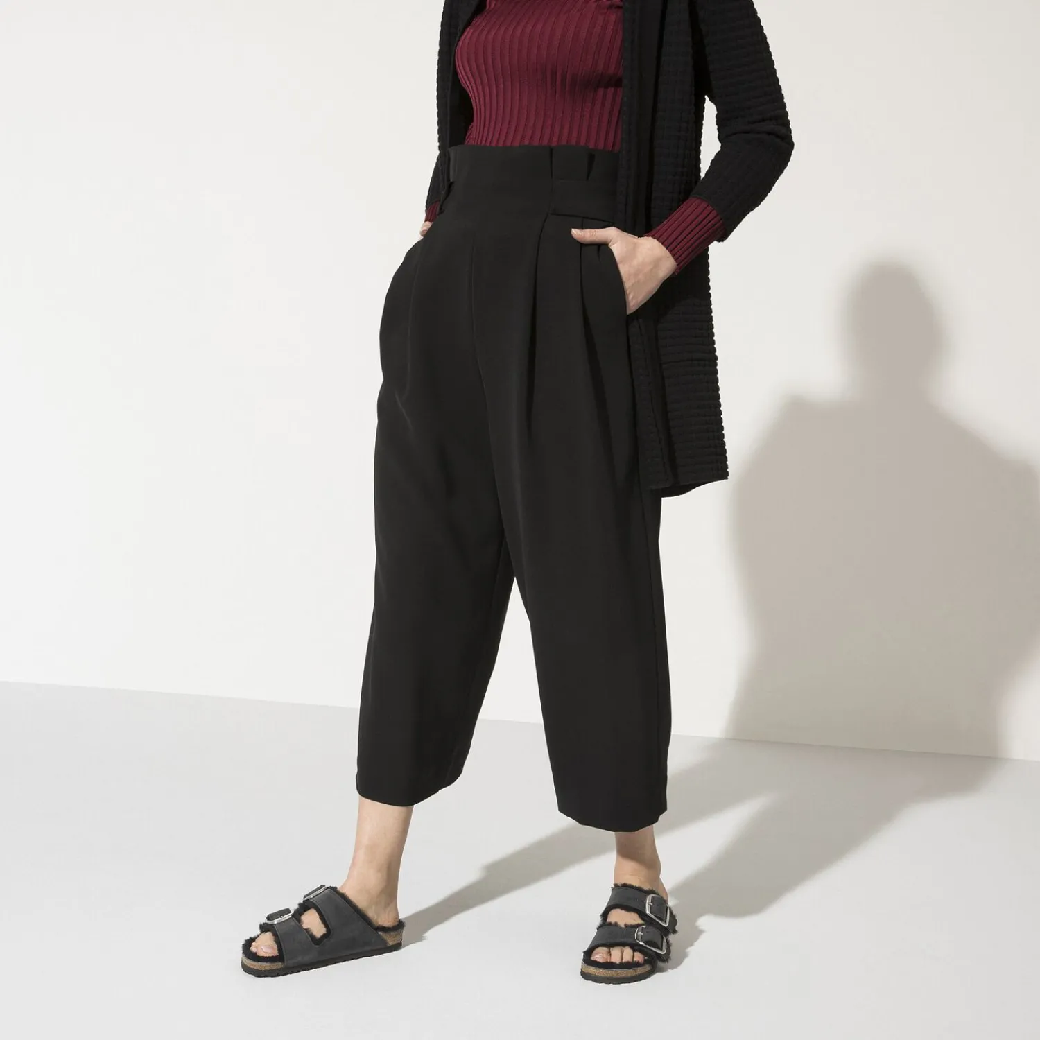 New Birkenstock Arizona Big Buckle En Fourrure D'Agneau Black