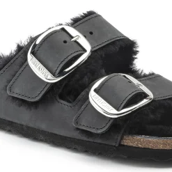 New Birkenstock Arizona Big Buckle En Fourrure D'Agneau Black
