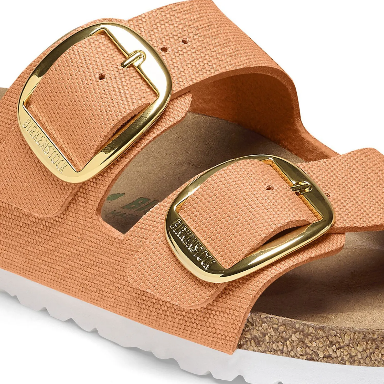 Cheap Birkenstock Arizona Big Buckle Rivet Logo Vegan Canvas Papaya