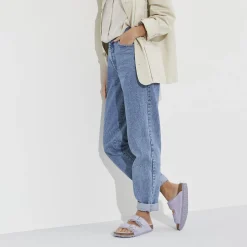 Fashion Birkenstock Arizona En Fourrure D'Agneau Purple Fog