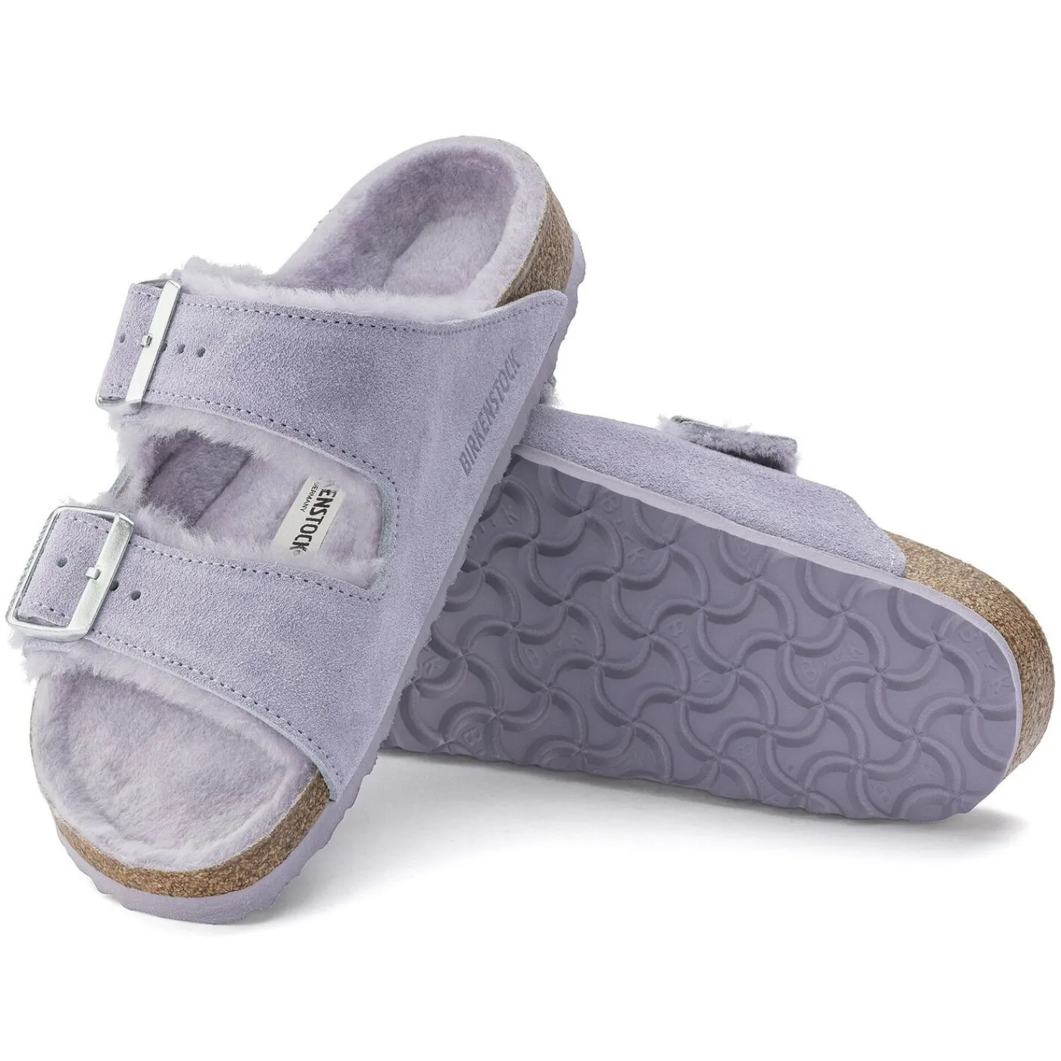 Fashion Birkenstock Arizona En Fourrure D'Agneau Purple Fog