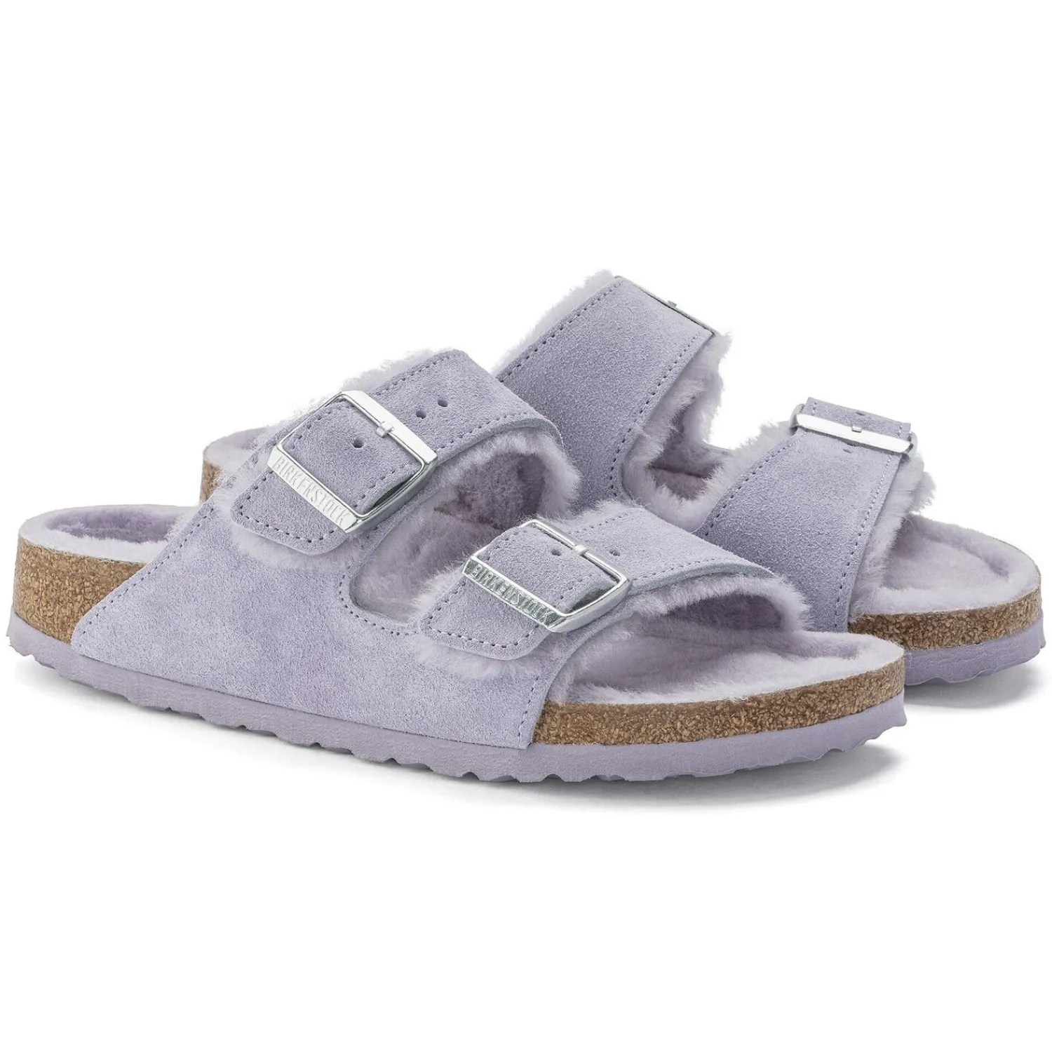 Fashion Birkenstock Arizona En Fourrure D'Agneau Purple Fog