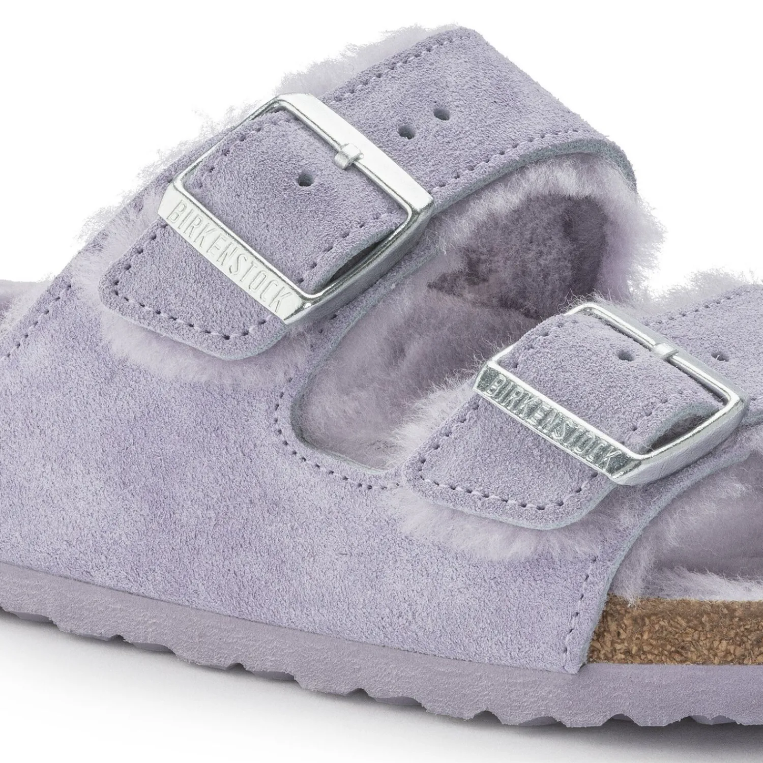 Fashion Birkenstock Arizona En Fourrure D'Agneau Purple Fog