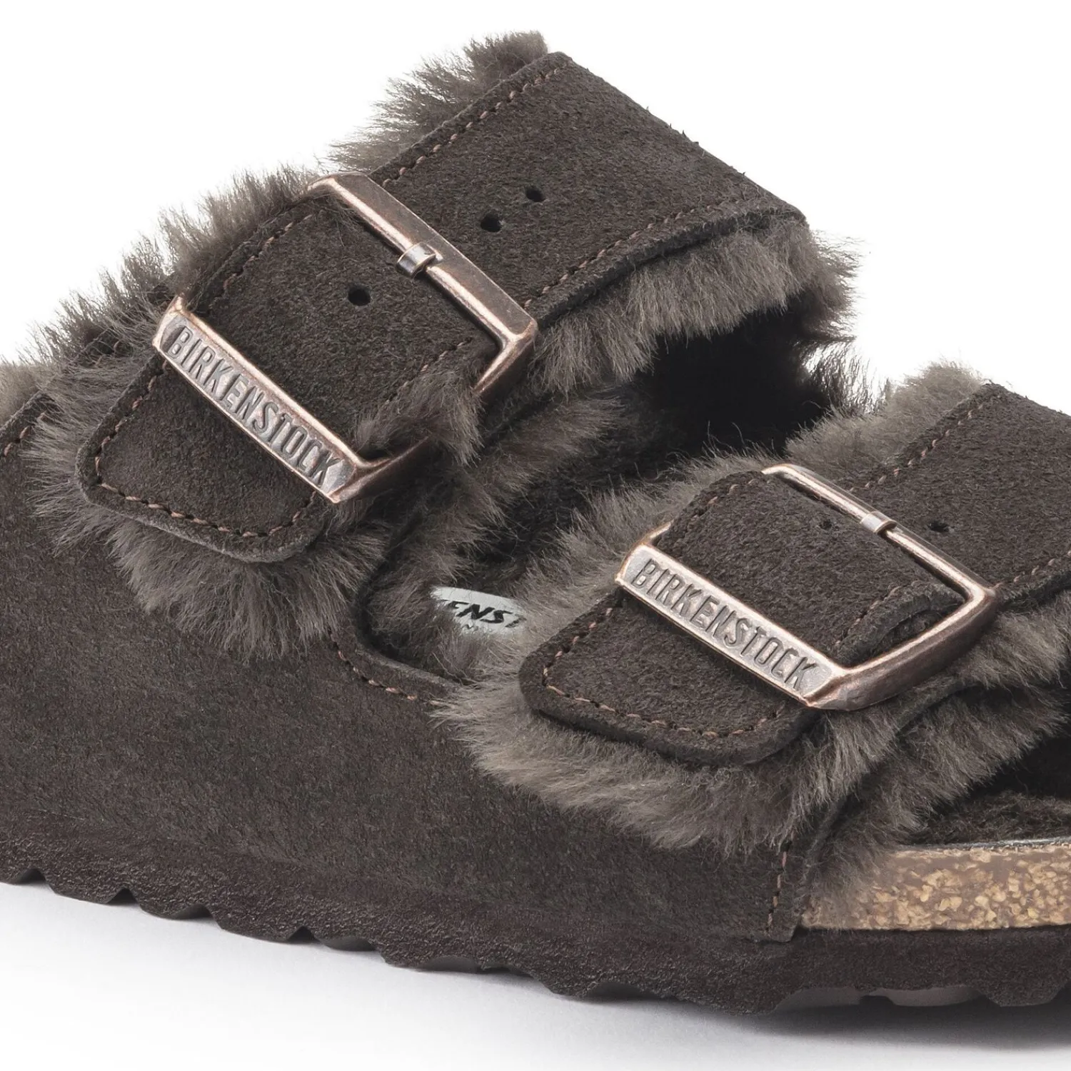 Cheap Birkenstock Arizona En Fourrure D'Agneau Mocha