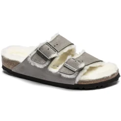 Fashion Birkenstock Arizona En Fourrure D'Agneau Stone Coin