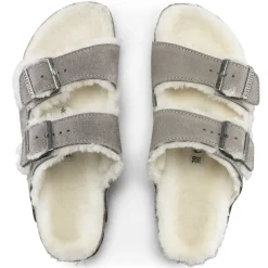 Fashion Birkenstock Arizona En Fourrure D'Agneau Stone Coin