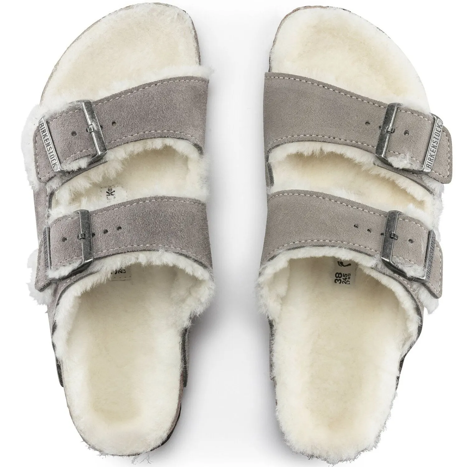 Fashion Birkenstock Arizona En Fourrure D'Agneau Stone Coin
