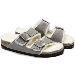 Fashion Birkenstock Arizona En Fourrure D'Agneau Stone Coin