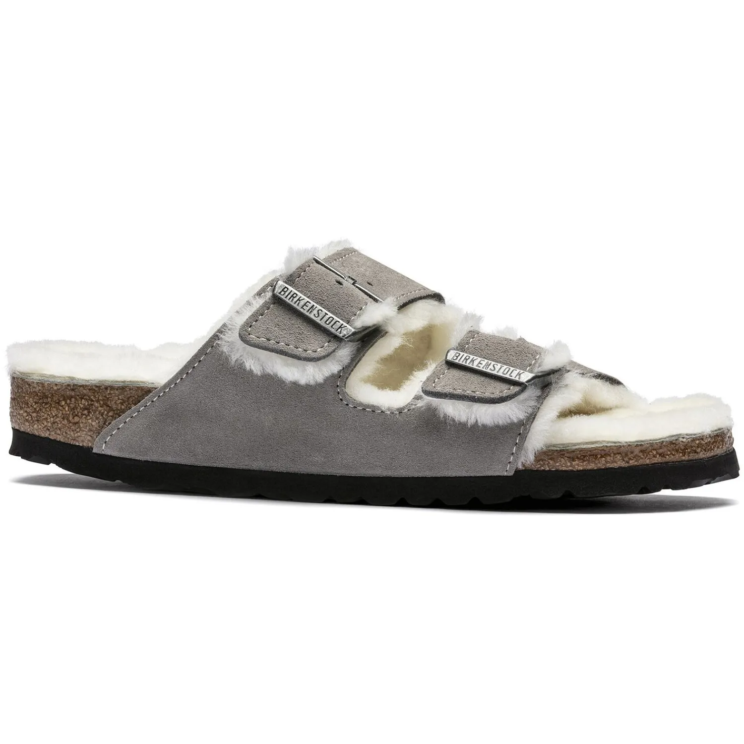 Fashion Birkenstock Arizona En Fourrure D'Agneau Stone Coin