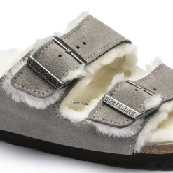 Fashion Birkenstock Arizona En Fourrure D'Agneau Stone Coin