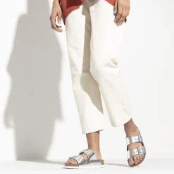 Hot Birkenstock Arizona Lit De Pied Souple Metallic Silver