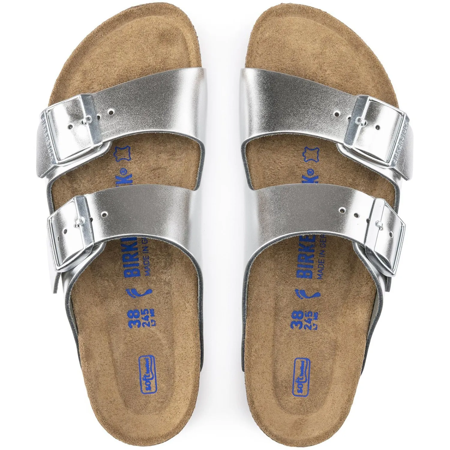 Hot Birkenstock Arizona Lit De Pied Souple Metallic Silver
