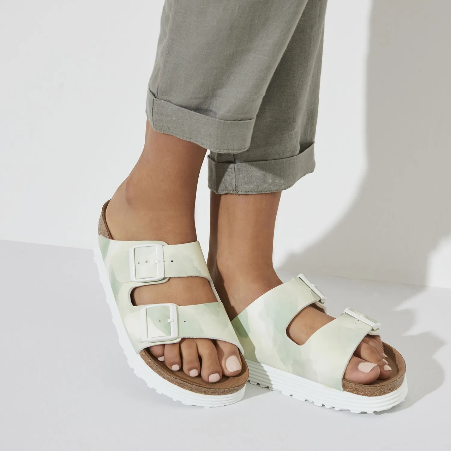 Flash Sale Birkenstock Arizona Platform Vegan Watercolor Khaki