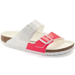 Online Birkenstock Arizona Split Neon Pink/White Patent