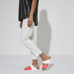 Online Birkenstock Arizona Split Neon Pink/White Patent