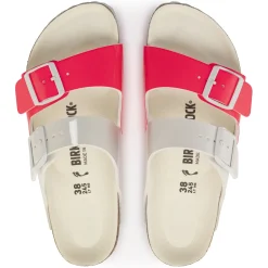 Online Birkenstock Arizona Split Neon Pink/White Patent