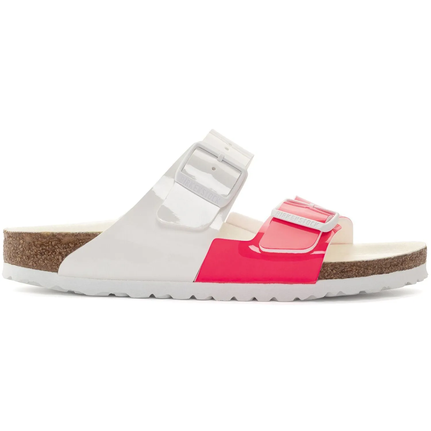 Online Birkenstock Arizona Split Neon Pink/White Patent