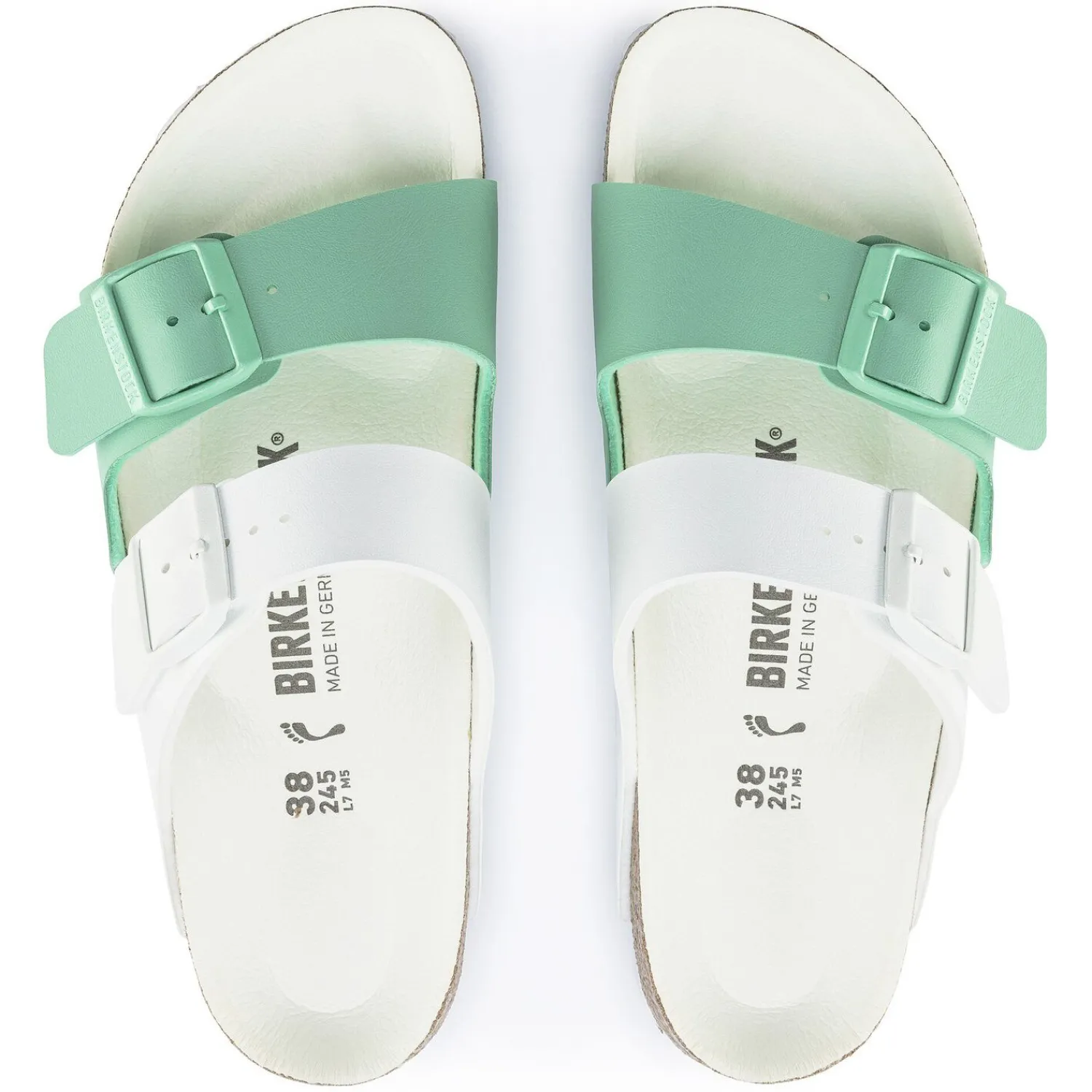 Hot Birkenstock Arizona Split White/Bold Jade