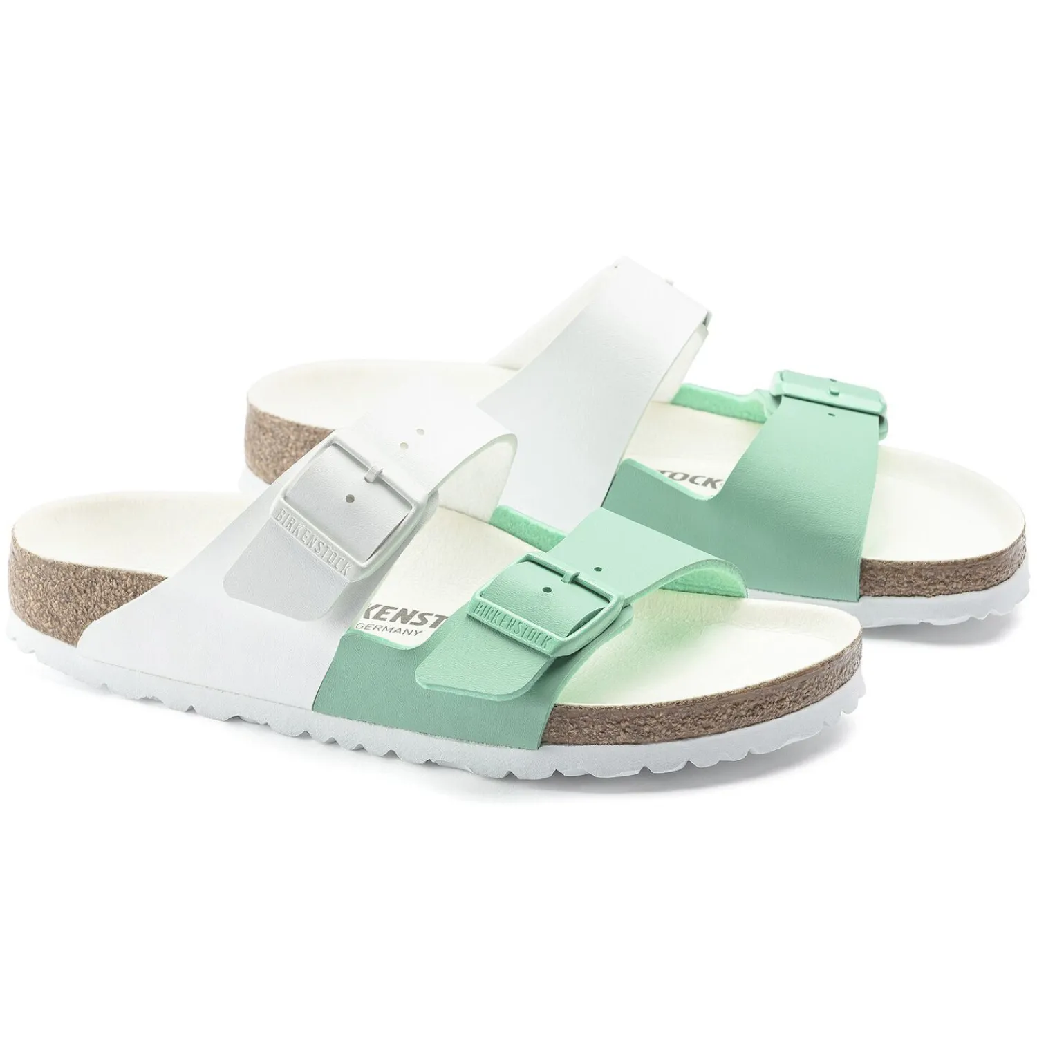 Hot Birkenstock Arizona Split White/Bold Jade