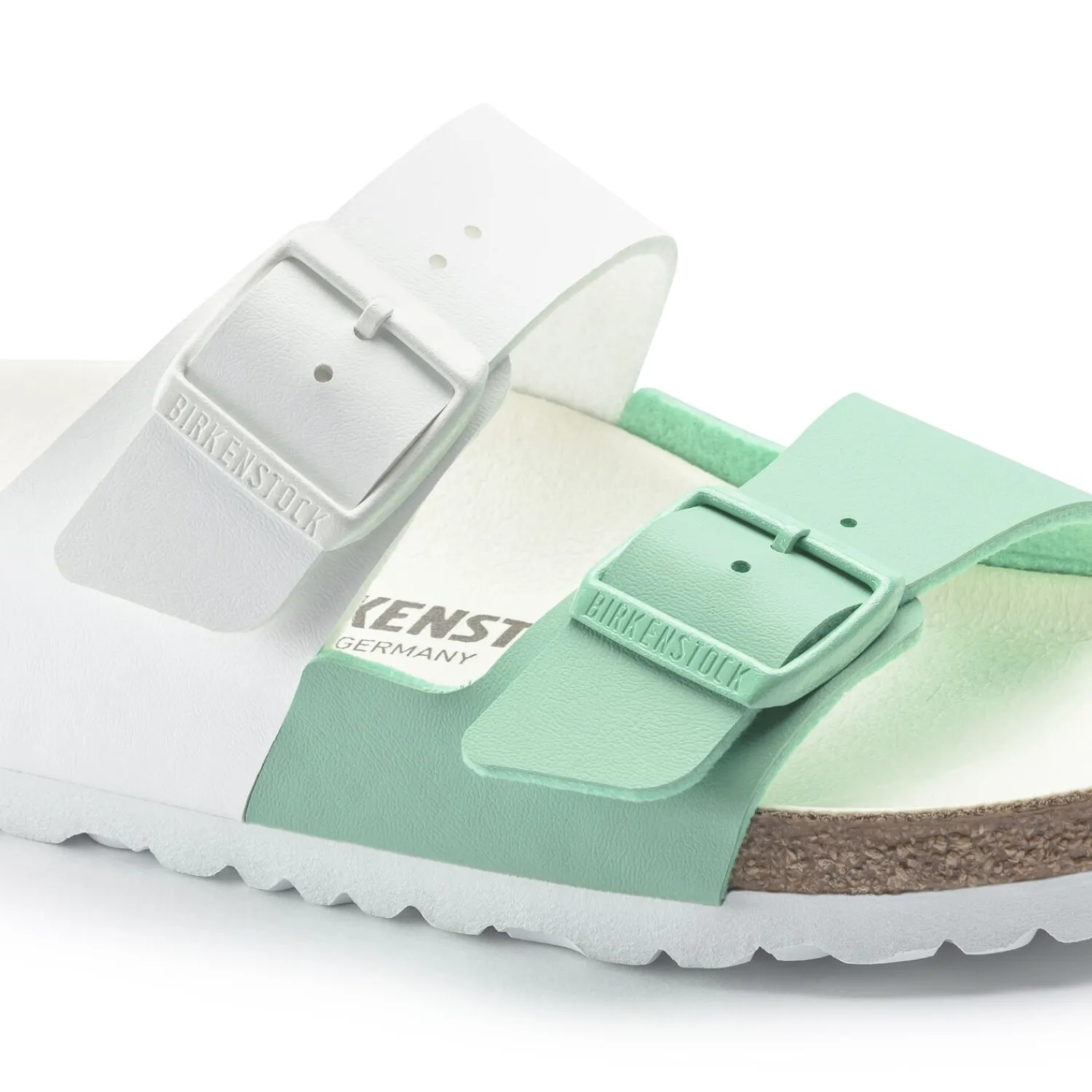 Hot Birkenstock Arizona Split White/Bold Jade
