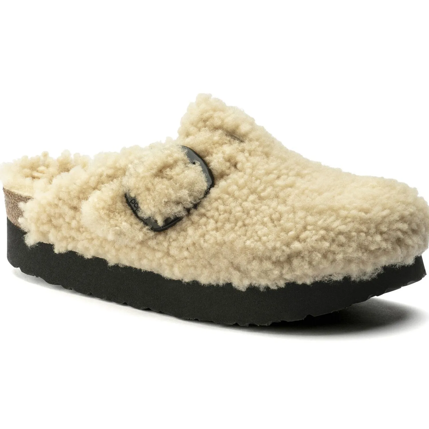 Store Birkenstock Boston Big Buckle Platform Teddy Eggshell