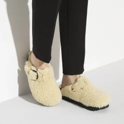 Store Birkenstock Boston Big Buckle Platform Teddy Eggshell