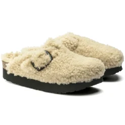 Store Birkenstock Boston Big Buckle Platform Teddy Eggshell