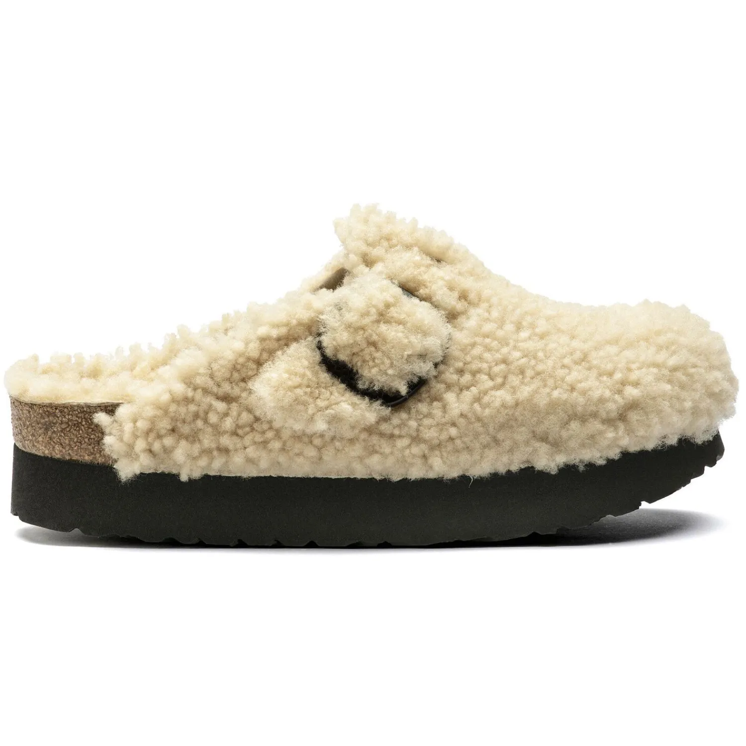 Store Birkenstock Boston Big Buckle Platform Teddy Eggshell