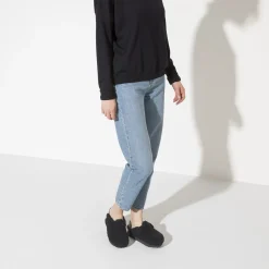 Cheap Birkenstock Boston Big Buckle Platform Teddy Black