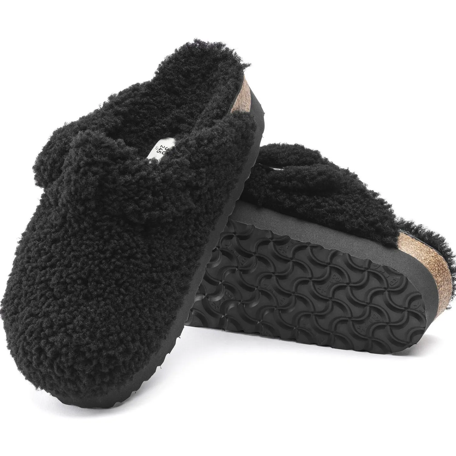 Cheap Birkenstock Boston Big Buckle Platform Teddy Black