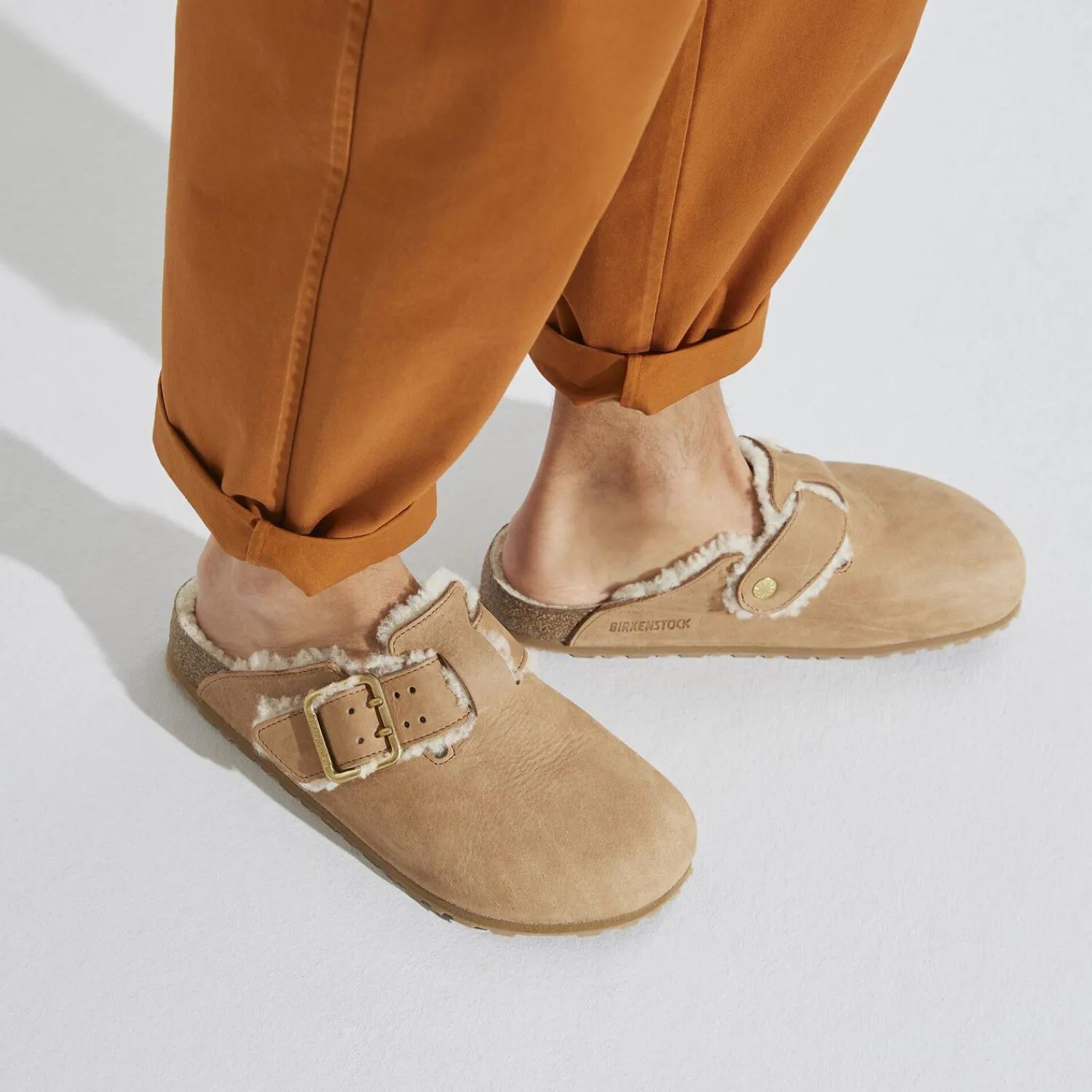 Shop Birkenstock Boston Bold Shearling Cognac