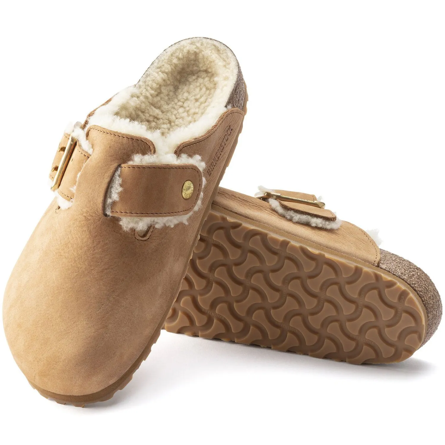 Shop Birkenstock Boston Bold Shearling Cognac