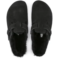 Fashion Birkenstock Boston En Fourrure D'Agneau Black