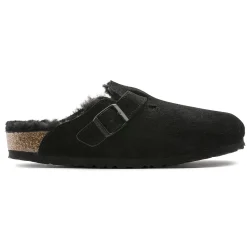 Fashion Birkenstock Boston En Fourrure D'Agneau Black