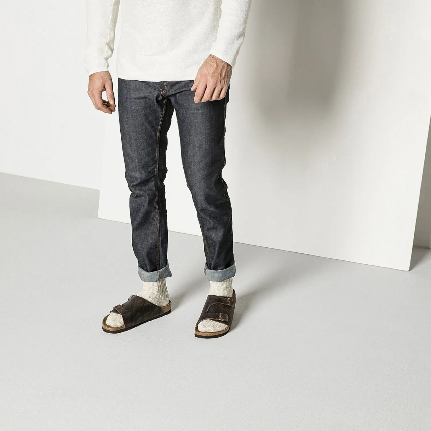 Outlet Birkenstock Chaussettes En Coton Flamme Homme Beige/White