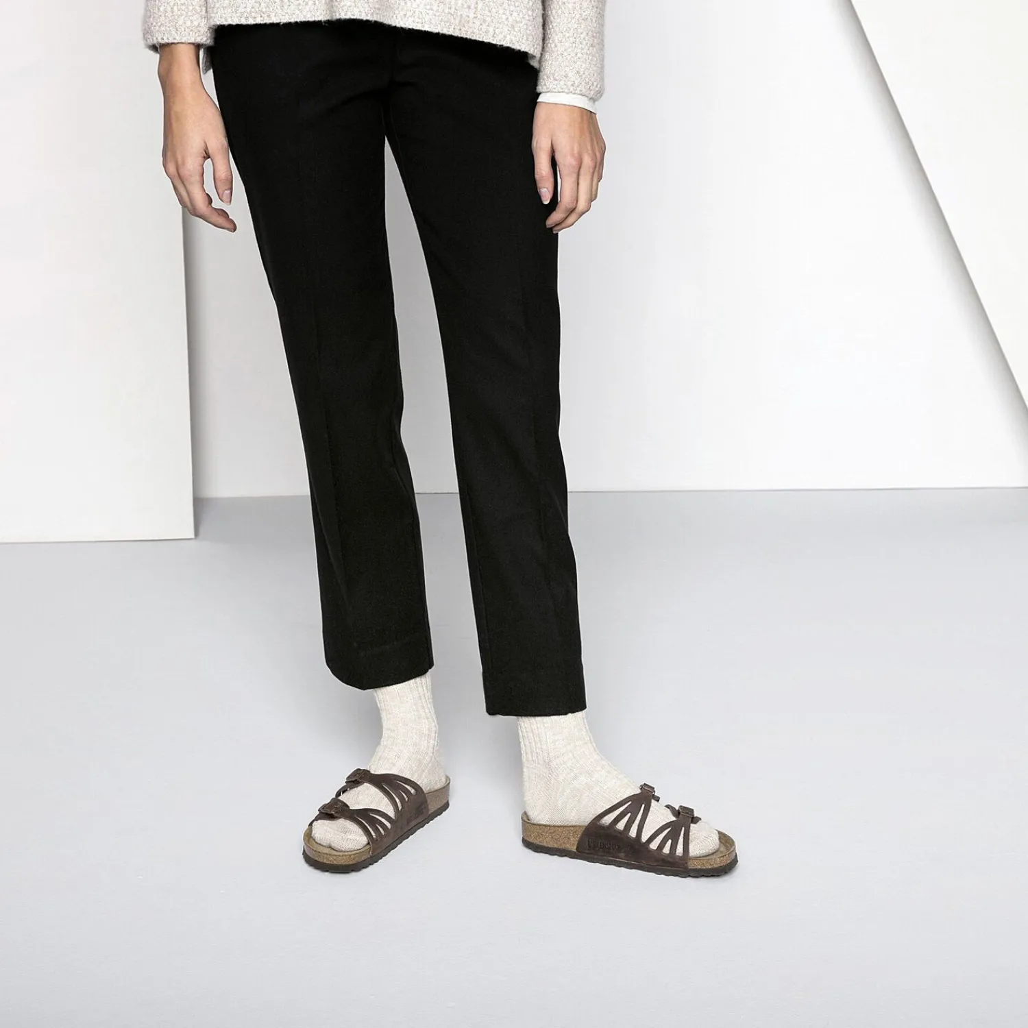Hot Birkenstock Chaussettes En Coton Flamme Femme Beige/White