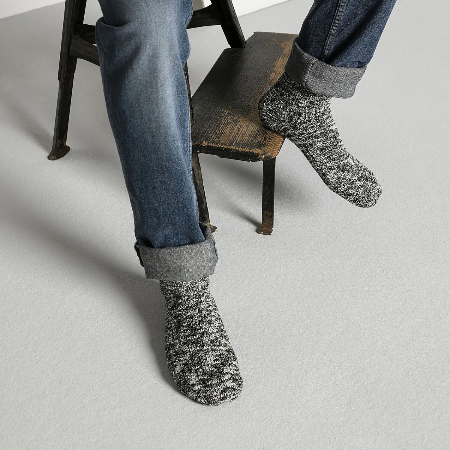 Sale Birkenstock Chaussettes En Coton Flamme Homme Black/Gray