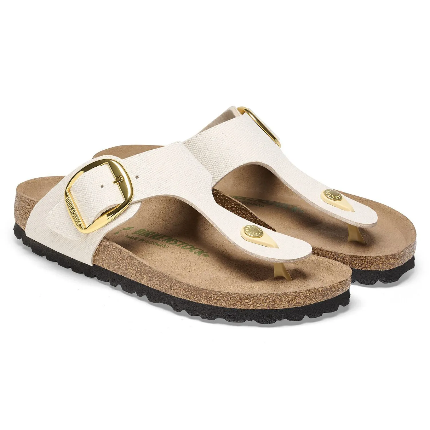 Cheap Birkenstock Gizeh Big Buckle Rivet Logo Canvas Eggshell