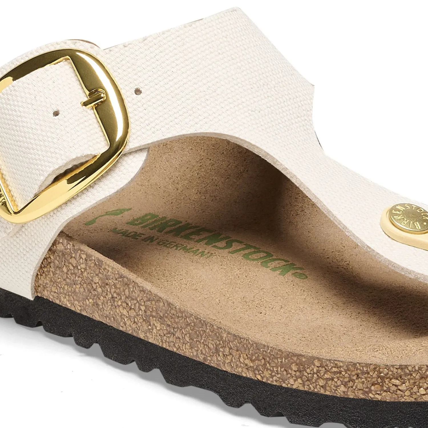 Cheap Birkenstock Gizeh Big Buckle Rivet Logo Canvas Eggshell