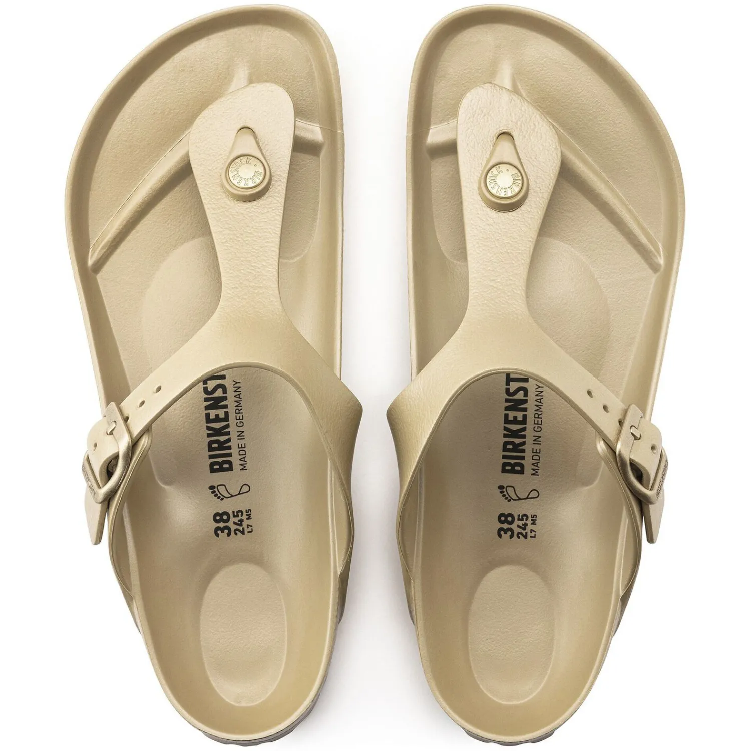 Shop Birkenstock Gizeh Essentials Glamour Gold