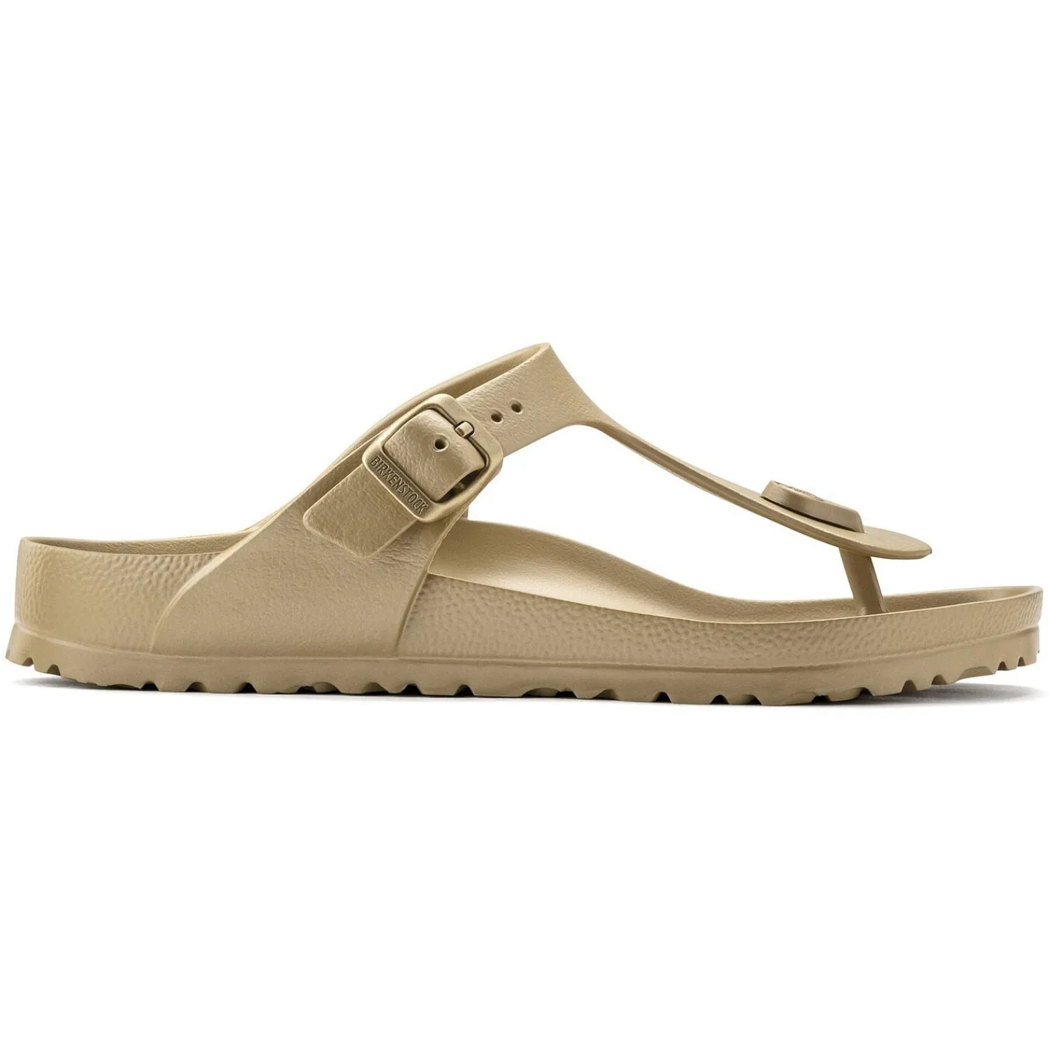Shop Birkenstock Gizeh Essentials Glamour Gold