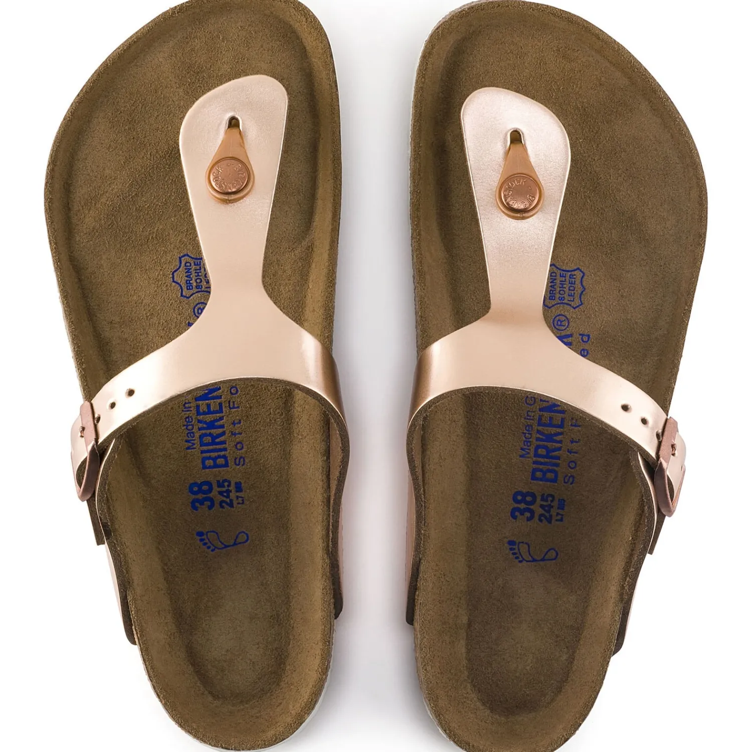 Shop Birkenstock Gizeh Lit De Pied Souple Metallic Copper