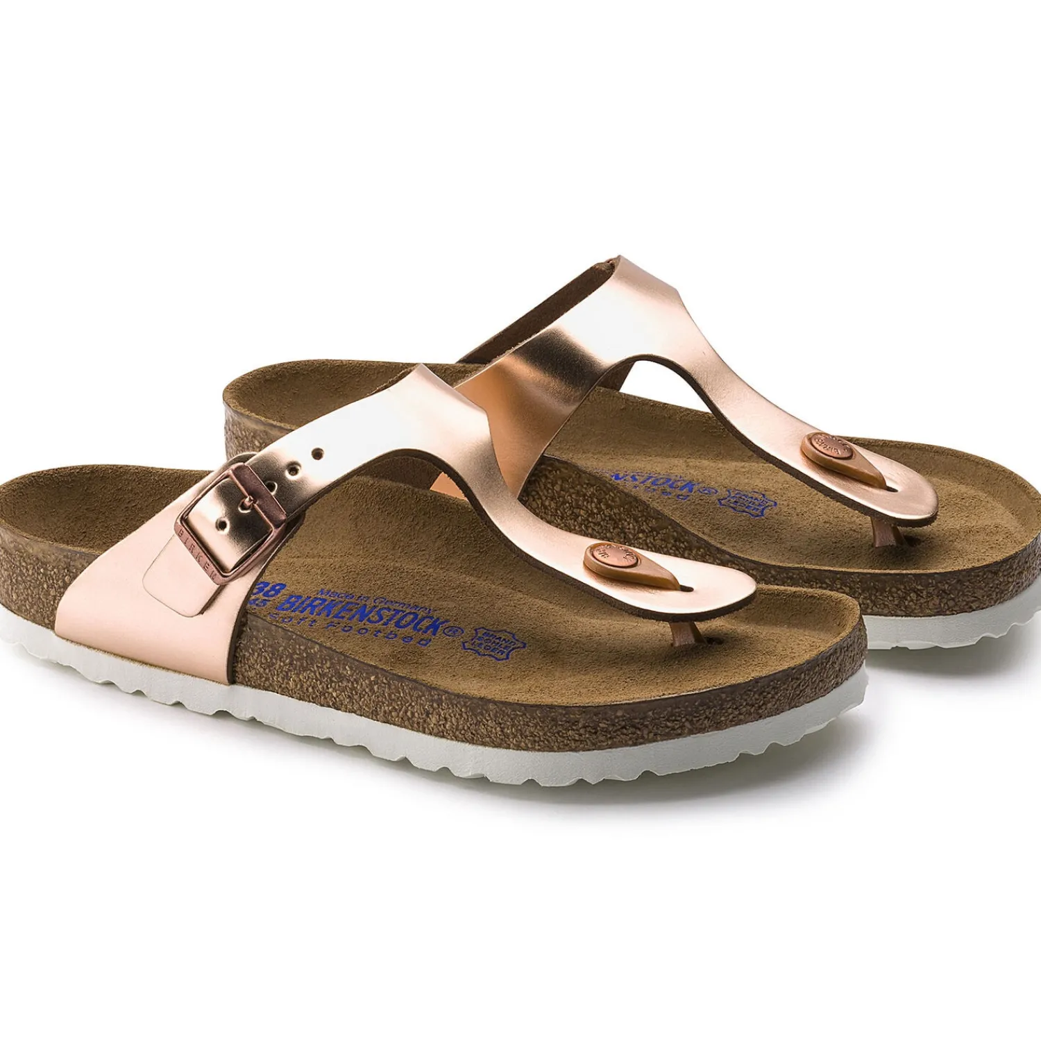 Shop Birkenstock Gizeh Lit De Pied Souple Metallic Copper