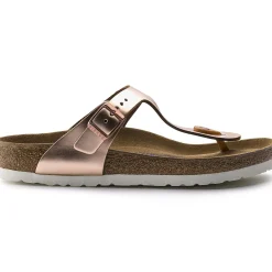 Shop Birkenstock Gizeh Lit De Pied Souple Metallic Copper