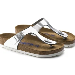 Best Sale Birkenstock Gizeh Lit De Pied Souple Metallic Silver