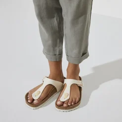 Shop Birkenstock Gizeh Vegan Canvas Eggshell