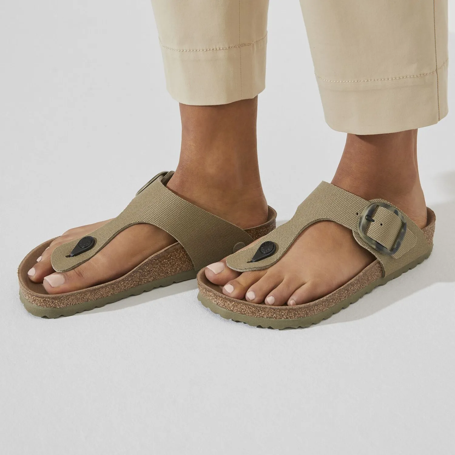 Cheap Birkenstock Gizeh Vegan Big Buckle Faded Khaki