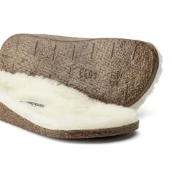 New Birkenstock Lit De Pied Zermatt Kids En Fourrure D'Agneau Sandshell/Creme